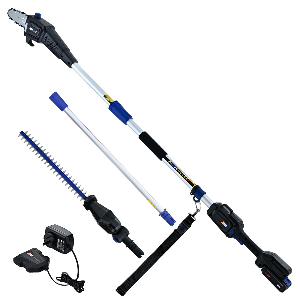 V219-GTCCLSPBPS2PT2-225622-00 POWERBLADE 20V Cordless Pole Saw & Hedge Trimmer Combo, 8" Chainsaw Pruner & 20" Hedger, Telescopic Handle, Battery and Fast Charger Kit - Image 1
