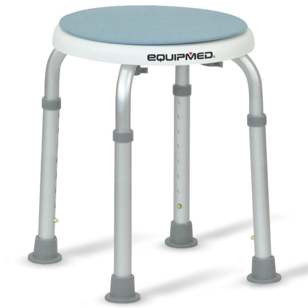 V219-HELSBSEQSS5A-225366-00 Equipmed Shower Chair Bath Stool, with 360-degree Swivel Rotating Seat for Elderly, White/Blue - Image 1