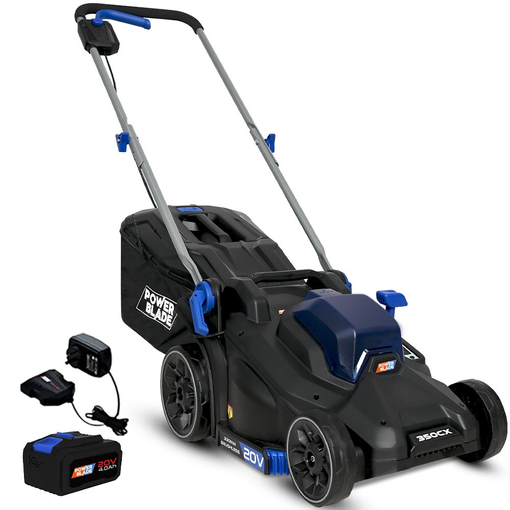 V219-MOWCLSPB1C3A-202506231837-00 POWERBLADE 350CX 20V 13" Cordless Lawn Mower Kit, Fast Charger, 4Ah Battery, 5 Height, Brushless Electric, 330mm Cutting Path - Image 1
