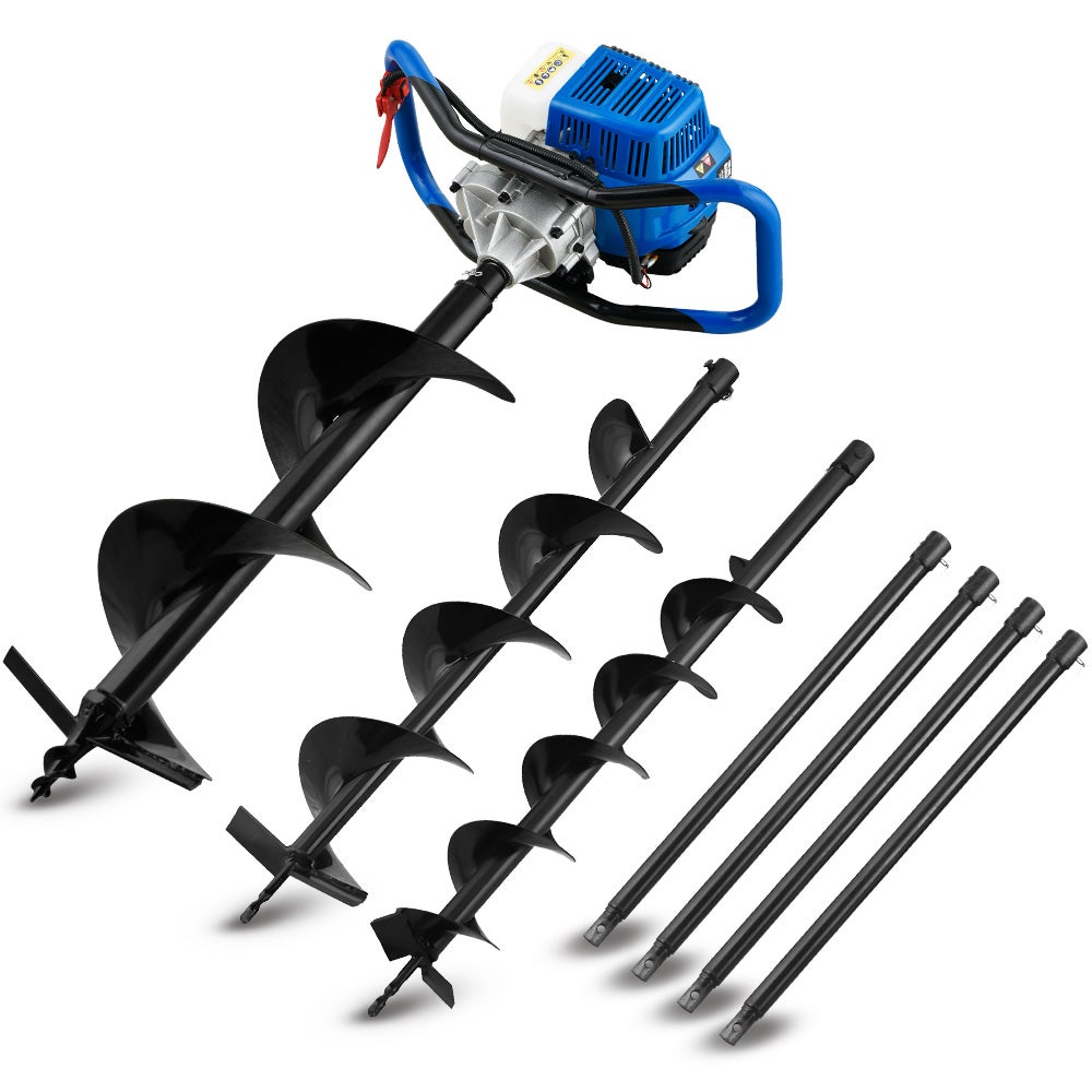V219-PHDPTRPB9C2A-225652-00 POWERBLADE PD950 52cc 2-Stroke Petrol Post Hole Digger, w/ 3 Auger bits, 600mm Extension Shaft - Image 1