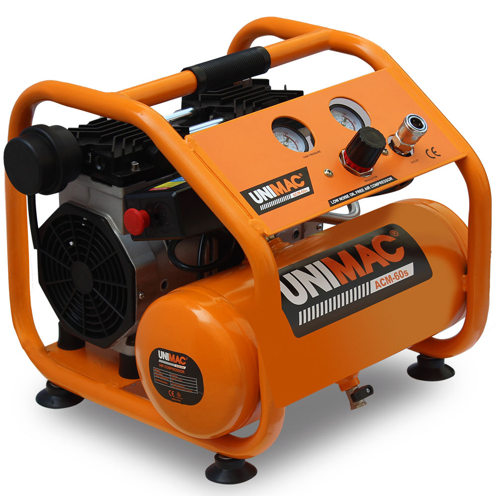 V219-TOLACMUM060FA-225387-00 Unimac 1.5HP 6L Silent Oil-Free Portable Electric Air Compressor, for Airtools, Tyre Inflation - Image 1