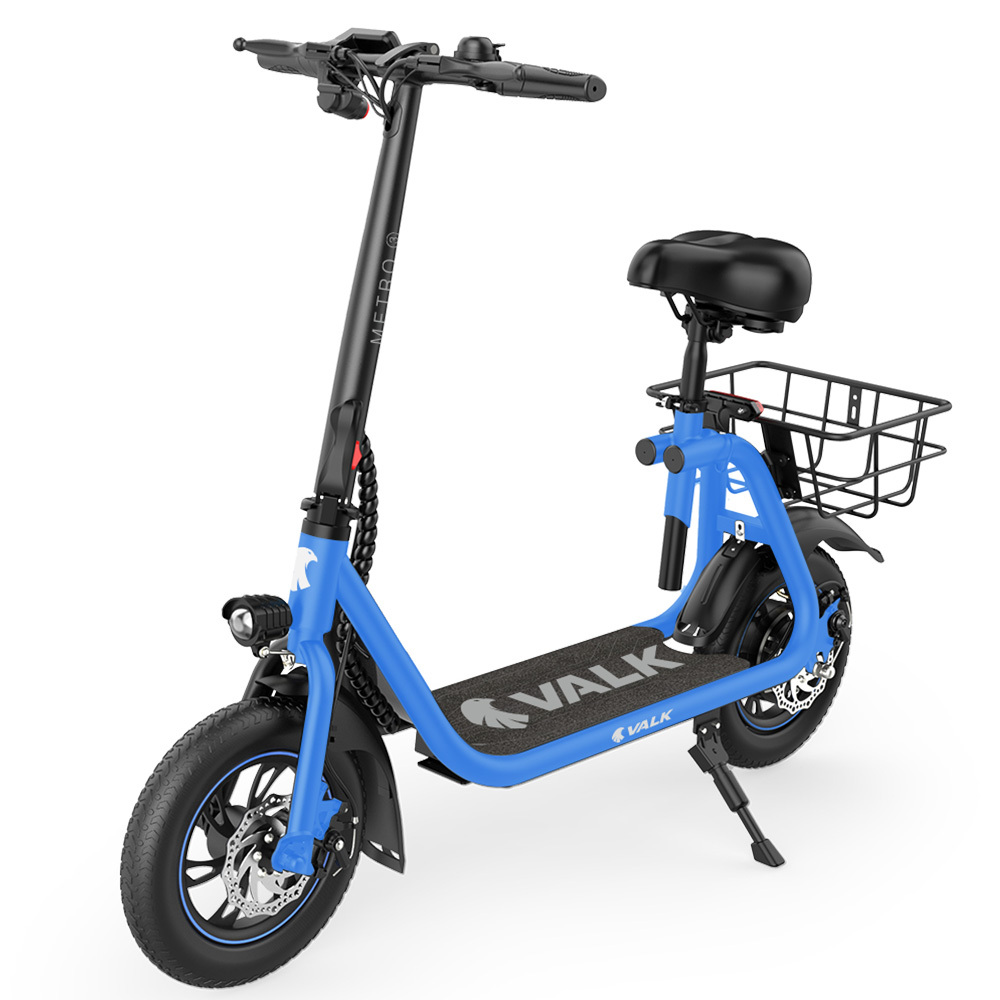 V219-TRNESCVAM3BA-202505071545-00 VALK Electric Scooter with Seat, Disc brakes, 12" Tyres, Motorised eScooter for Adults Teens Commuter, Blue - Image 1
