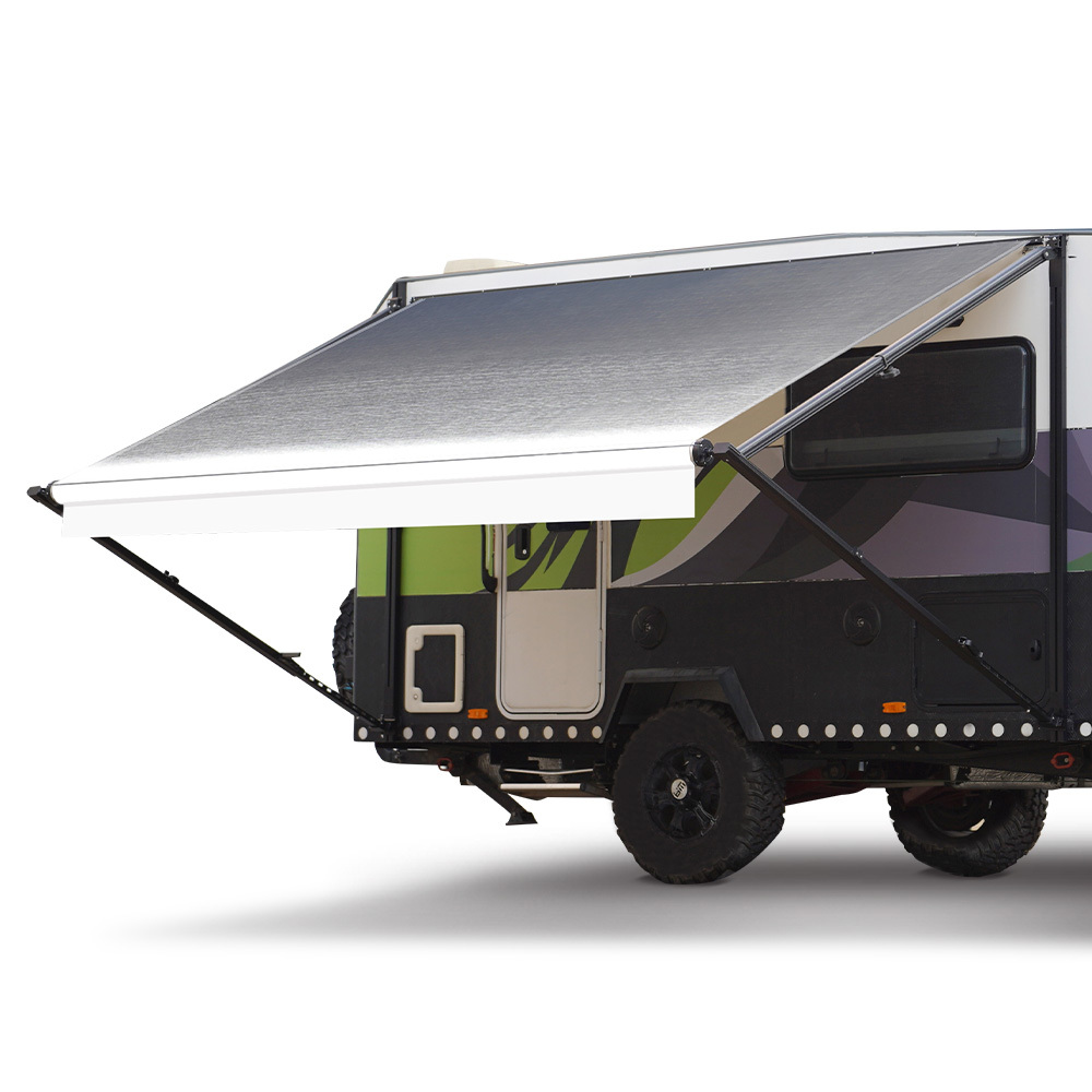 V219-VAWMANSS16KA-225315-00 Shade Shield 16ft x 8ft Caravan Retractable Awning, Powder Coated 6063 Aluminium and Vinyl, for Caravan, Motorhome, RV, Work Trailer - Image 1