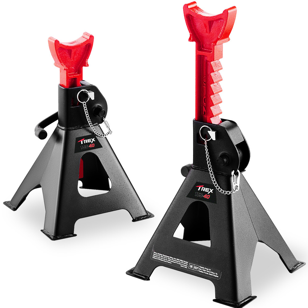V219-VHWJKSTR4T2A-225373-00 T-REX 4000KG Automotive Car Jack Axle Stands, 2 Pieces - Image 1