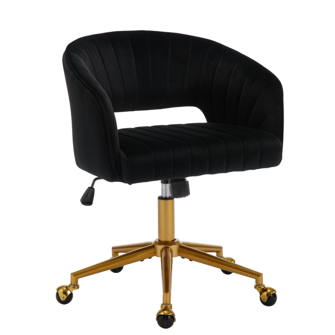 V226-SW8848BK-96071-00 Velvet Home Office Chair- Black - Image 1