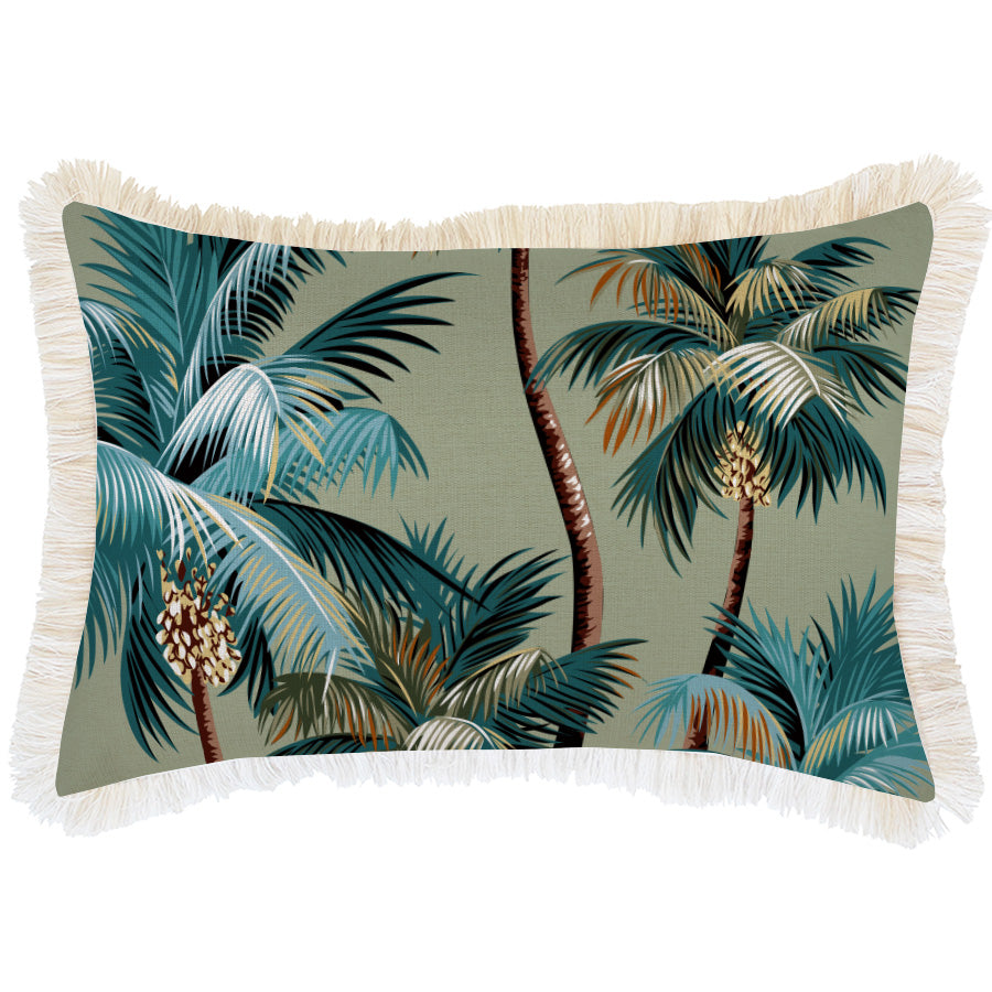 V236-EP13228901CF_EP13228901CF_Indoor-Outdoor-Cushion-Cover-Palm-Trees-Sage Cushion Cover-Coastal Fringe Natural-Palm Trees Sage-35cm x 50cm - Image 1