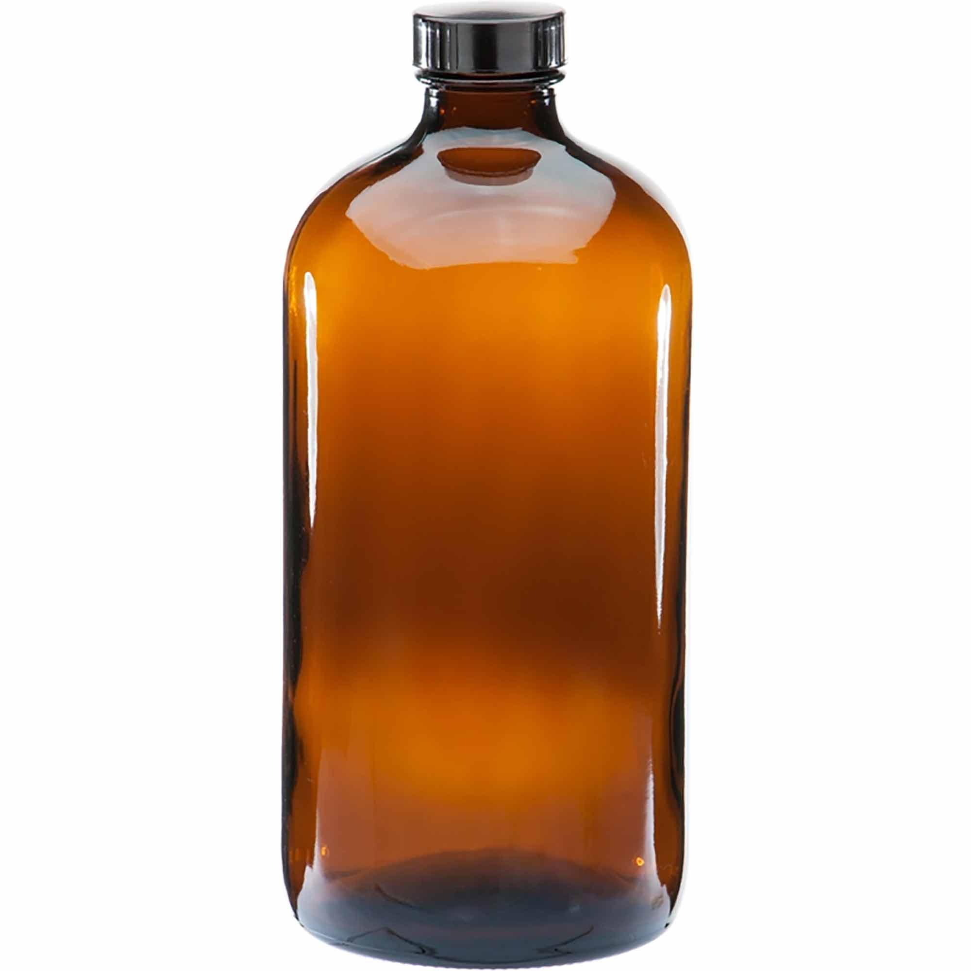 V238-SUPDZ-39755808768080-202509051805-00 12 x 1L Amber Glass Boston Bottles Screw Cap Empty Essential Oil Bulk - Image 1