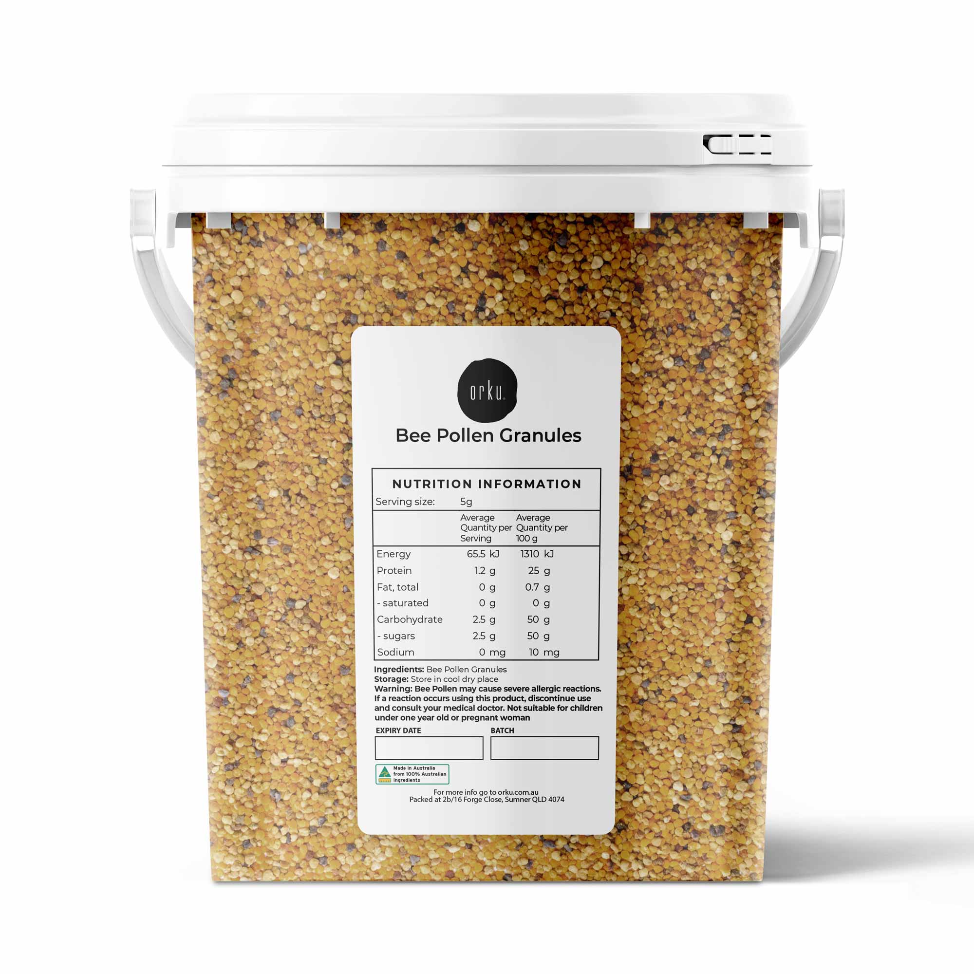 V238-SUPDZ-39756564627536-202507252035-00 800g Bee Pollen Granules Tub Bucket - 100% Australian Pure Raw Supplement - Image 1