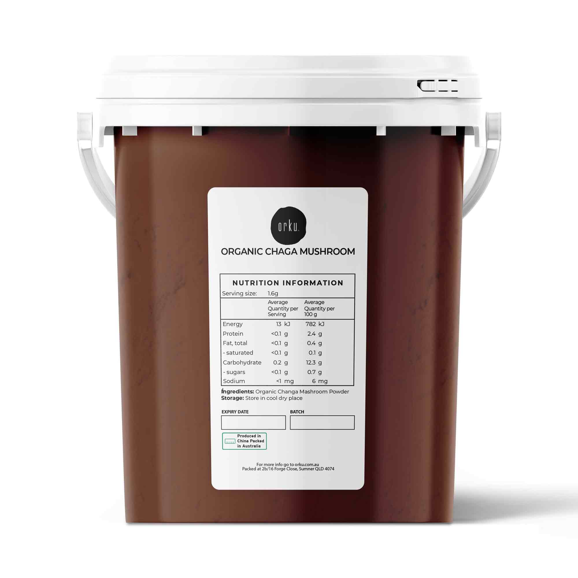 V238-SUPDZ-39784723677264-202509041549-00 300g Organic Chaga Mushroom Powder Tub Bucket - Supplement Inonotus Obliquus - Image 1