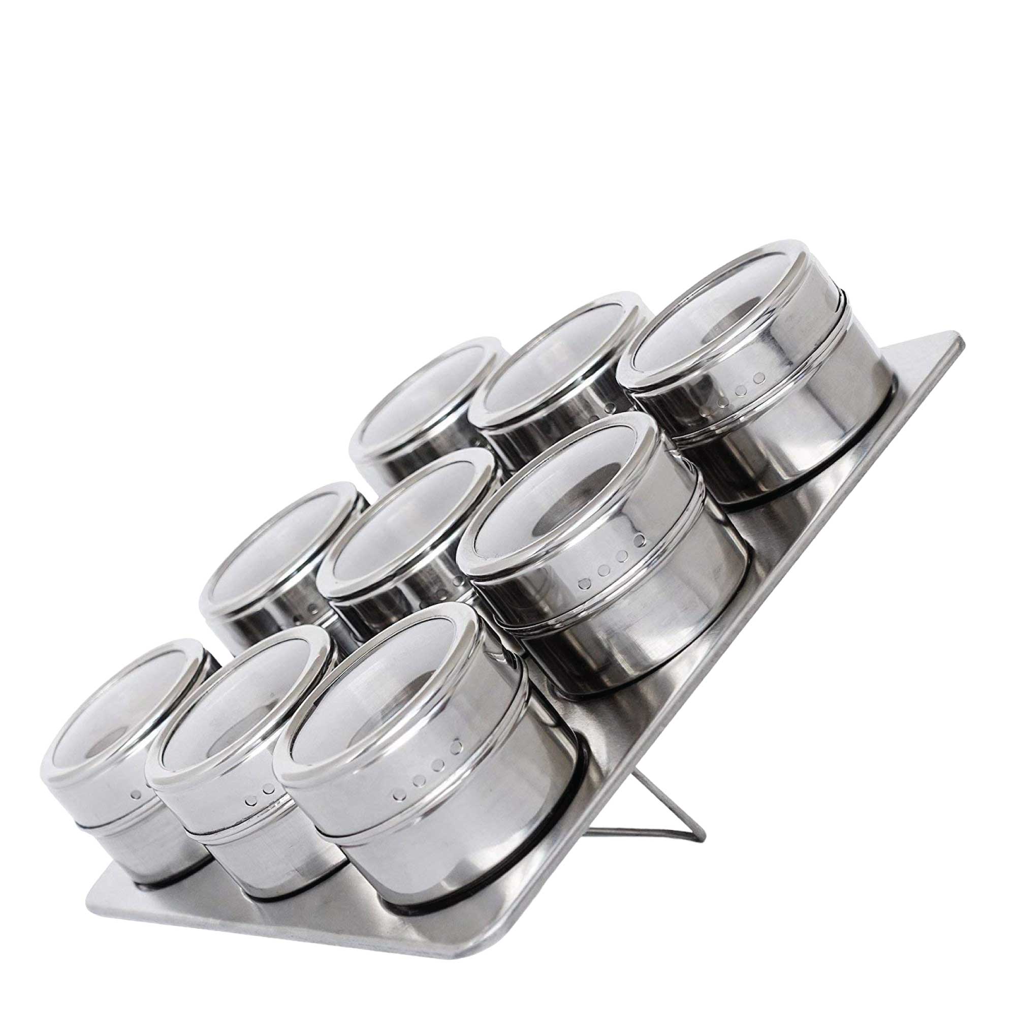 V238-SUPDZ-39963280277584-202507311224-00 9 Magnetic Spice Jar Tins and Steel Rack - 150g Seasoning Storage Containers - Image 1