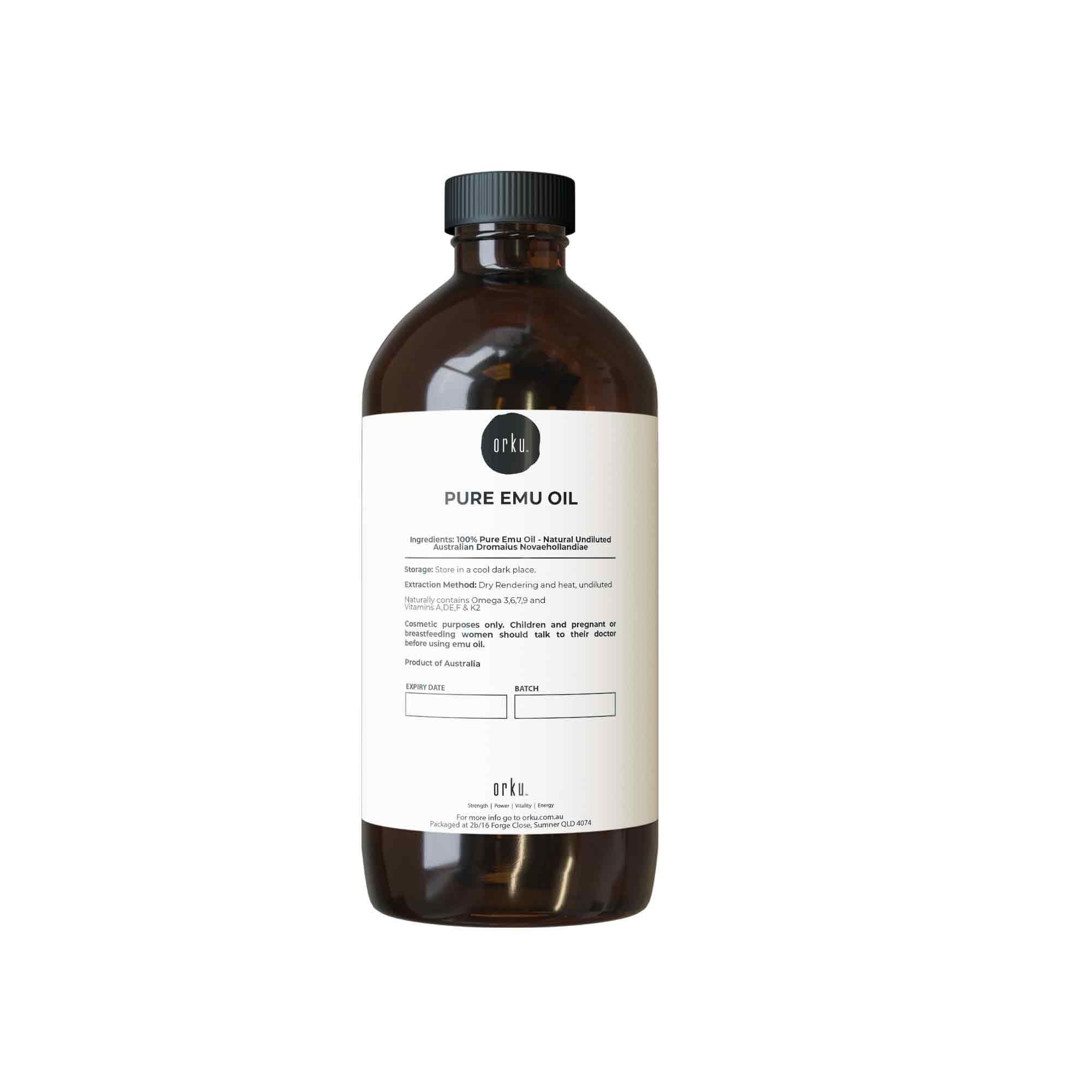 V238-SUPDZ-40881379573840-202509051759-00 Orku 500ml Pure Emu Oil - Natural Undiluted Australian Dromaius Novaehollandiae - Image 1