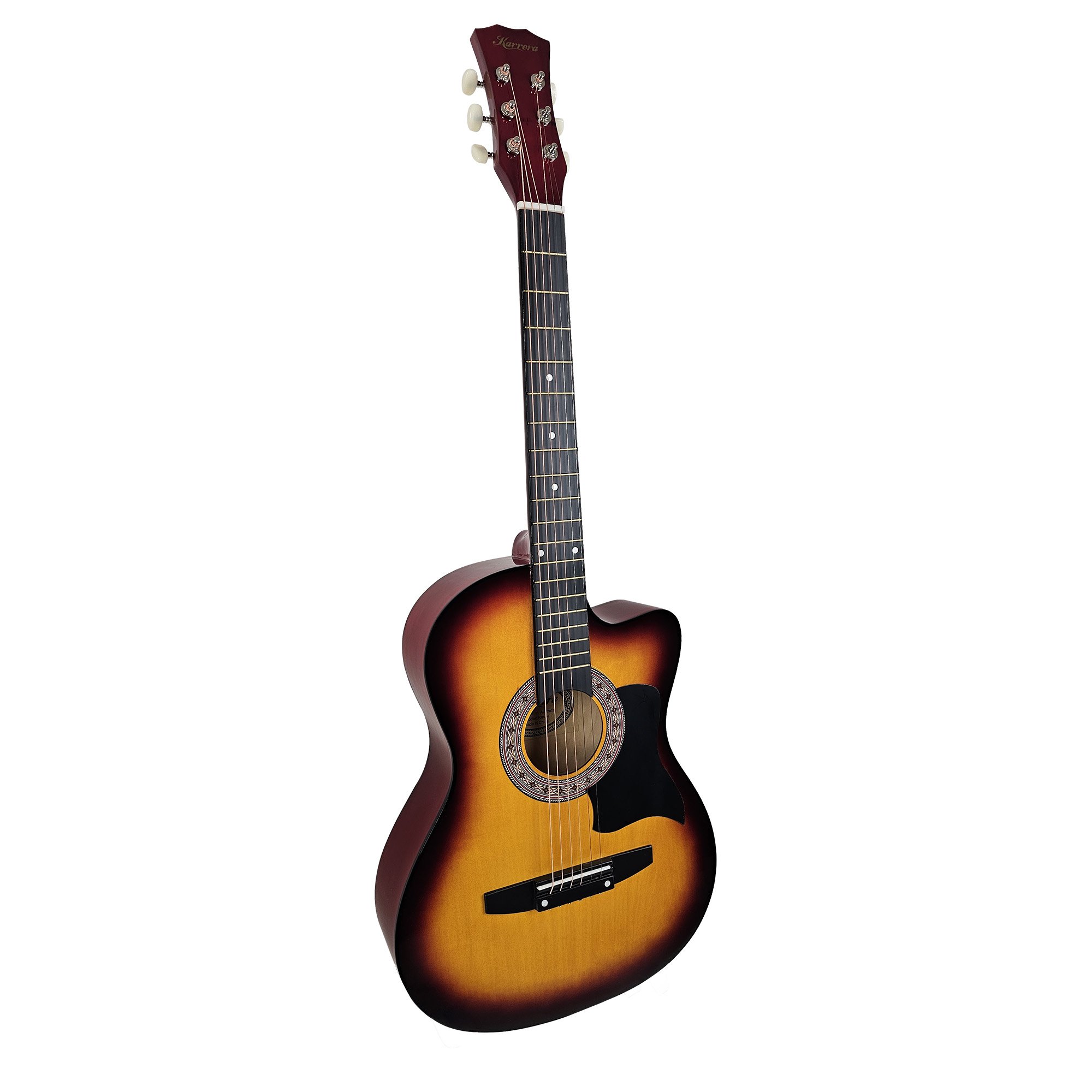 V240-CC38-3TS-223238-00 Karrera 38in Acoustic Guitar Steel Strings Carry Bag Shoulder Strap Sun Burst - Image 1