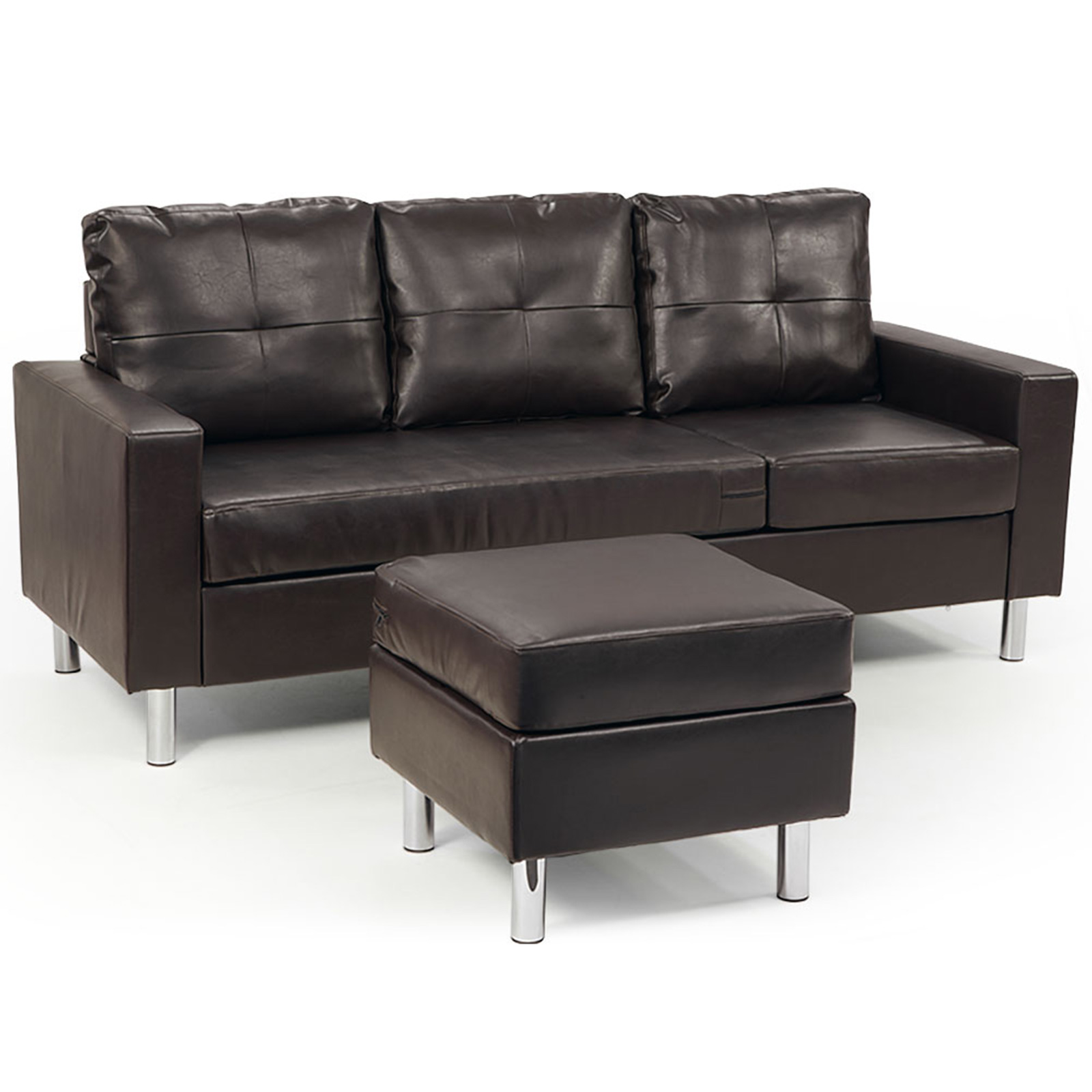 V240-SFA-ASA-JOM-BW-70496-00 Sarantino Corner Sofa Lounge Couch Modular Furniture Chair Home Faux Leather Chaise Brown - Image 1