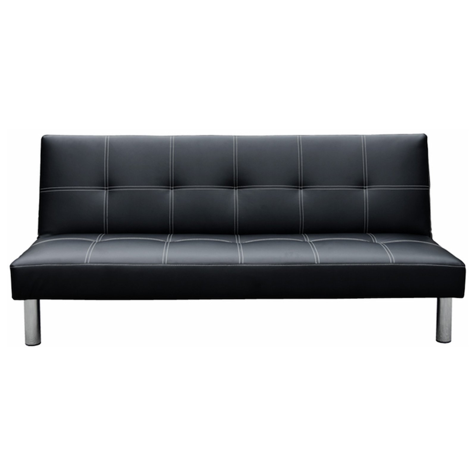 V240-SOFA-6895R-PVC-BLK-70513-00 Sarantino Chelsea Sofa Bed Faux Leather Lounge Couch Futon Furniture Modular Suite - Image 1