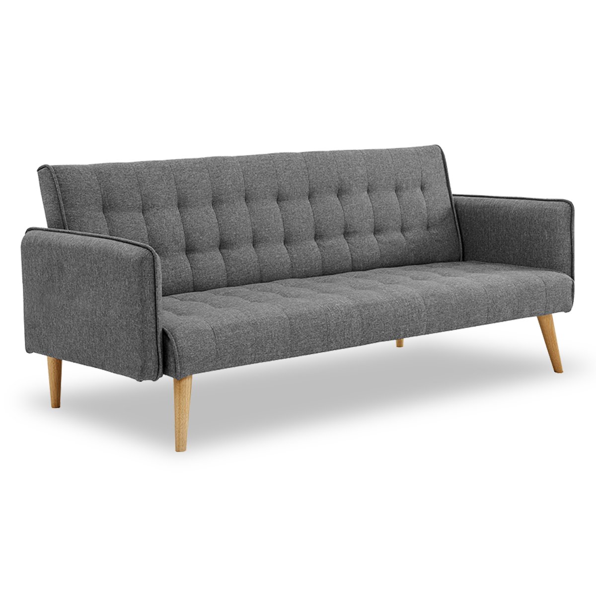 V240-SOFA-M2840-LNN-DGY-73523-00 Sarantino 3 Seater Modular Linen Fabric Sofa Bed Couch Armrest Grey - Image 1