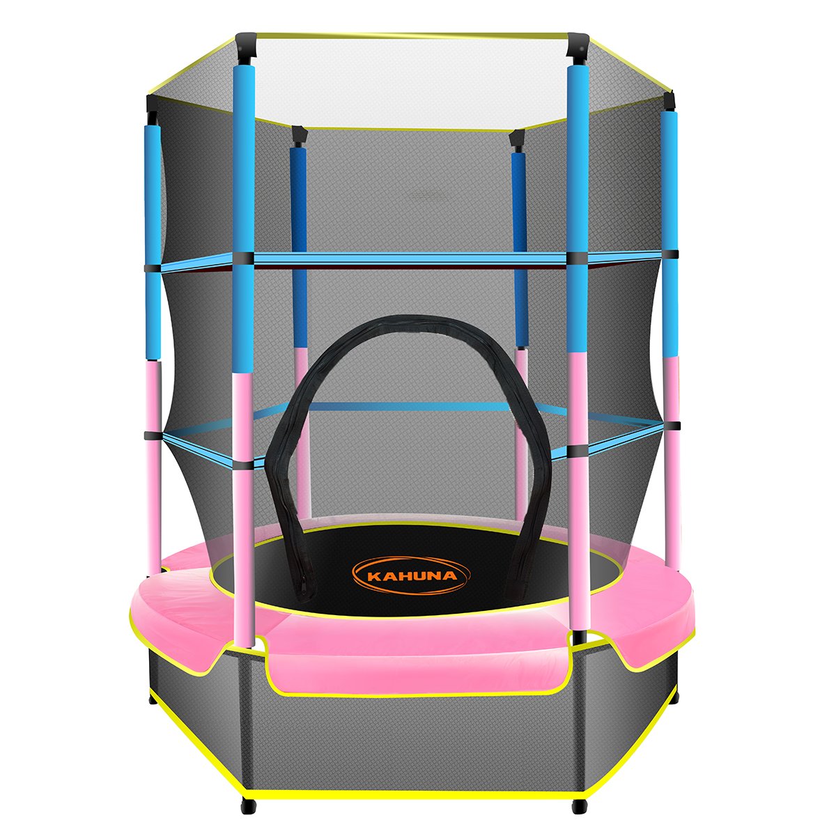 V240-TRA-FJP-45-BUPK-68264-00 Kahuna 4.5ft Trampoline Round Free Safety Net Spring Pad Cover Mat Outdoor - Blue Pink - Image 1