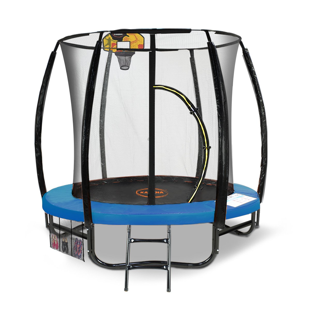 V240-TRA-KAH-06-BU-BB-68180-00 Kahuna Classic 6ft Trampoline Free Safety Net Spring Pad Mat Ladder Basketball Set- Blue - Image 1