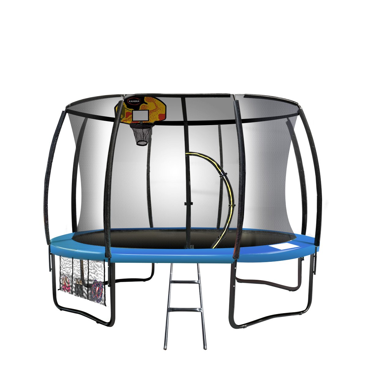 V240-TRA-KAH-08-BU-BB-75032-00 Kahuna 8ft Trampoline Safety Net Spring Pad Cover Mat Ladder Free Basketball Set - Image 1