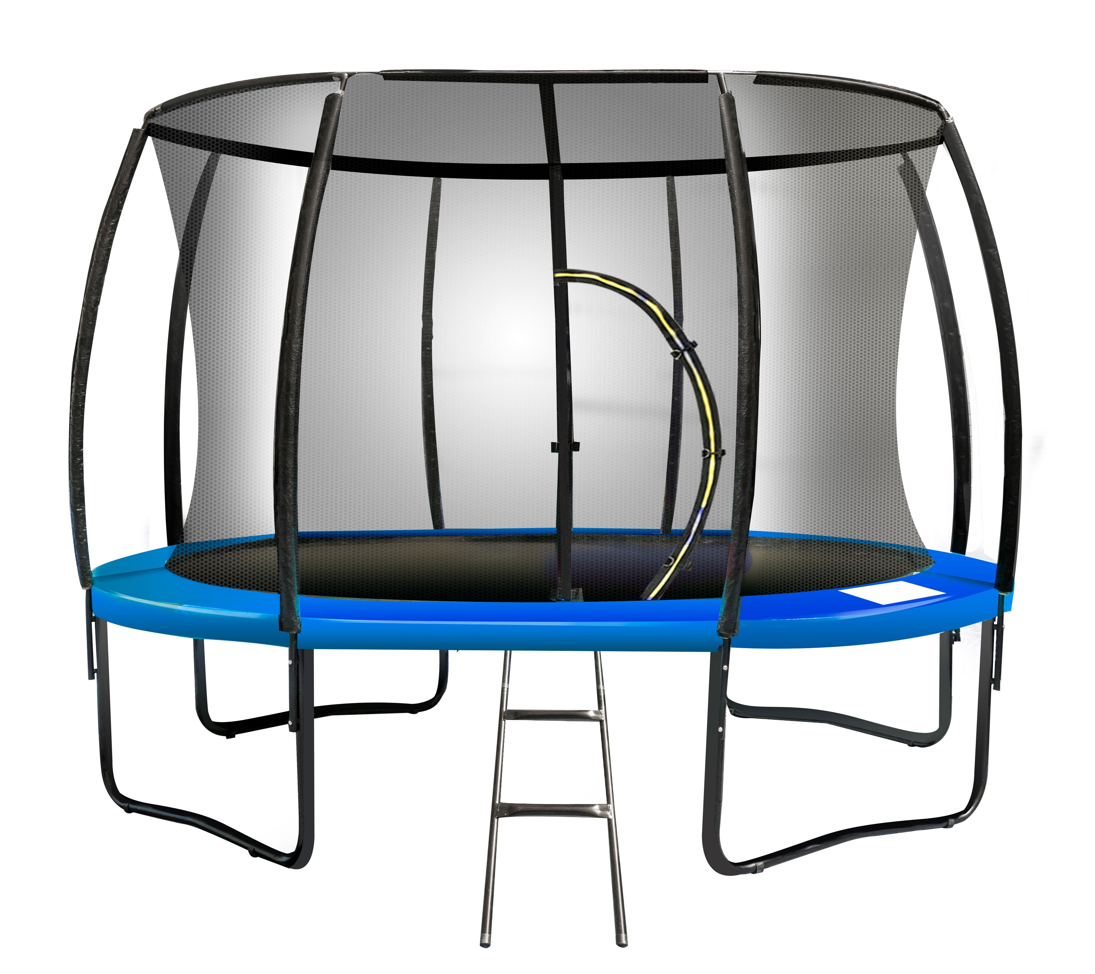V240-TRA-KAH-10-BU-75129-00 Kahuna 10ft Trampoline Free Ladder Spring Mat Net Safety Pad Cover Round Enclosure Blue - Image 1
