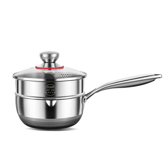 V255-18CMMILKPOT-202504291610-00 18cm 316L Stainless Steel Saucepan Compound Steel Honeycomb Nonstick Sauce Pan with Glass Lid 1.5L Pot Stay-Cool Handle Multipurpose Milk Saucepan, Induction Capable and Gas Stove - Image 1