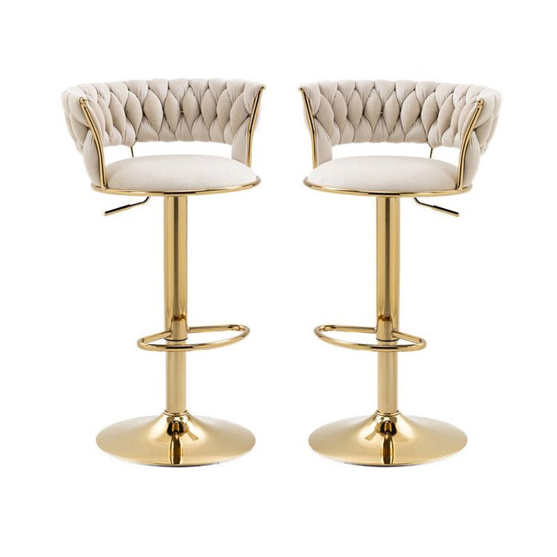 V255-GP1763-IVORY-202502261520-00 SERENITà Ivory Velvet Seat Kitchen Breakfast Bar Stools Counter Height Barstools with Back Cushioned Chairs for Home Bar x2 - Image 1