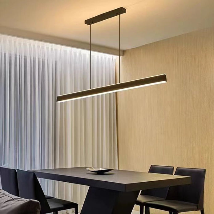 V255-L-18898-B-197139-00 Modern Minimalist Trapezoid Pendant Light Adjustable LED Bar Light Black - Image 1