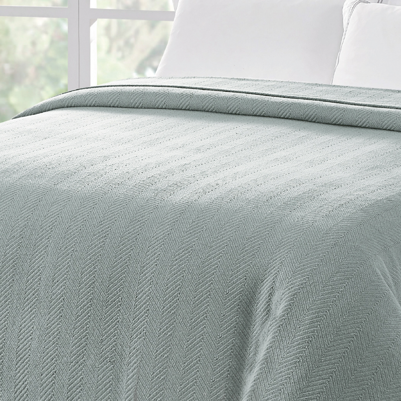V262-CI-STK-569WBG-s-l1600-00 Organic Woven Herringbone Grey Blanket 228 x 228 cm - Image 1