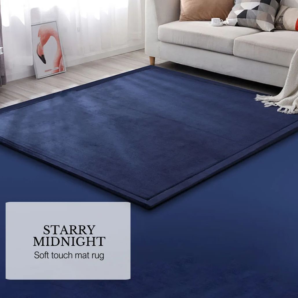V262-LGH-0088B-1-172698-00 Soft Touch Ultra Plush Memory Foam Tatami Midnight Blue Mat - 200 X 300 CM - Image 1