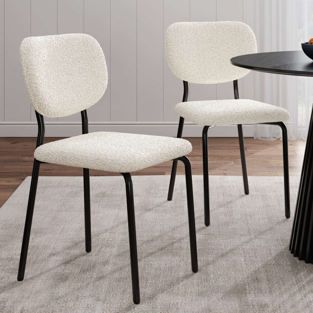 V264-DNC-418V-WHE-02-1-189436-00 White Whisper Teddy Fabric Dining Duo - Image 1