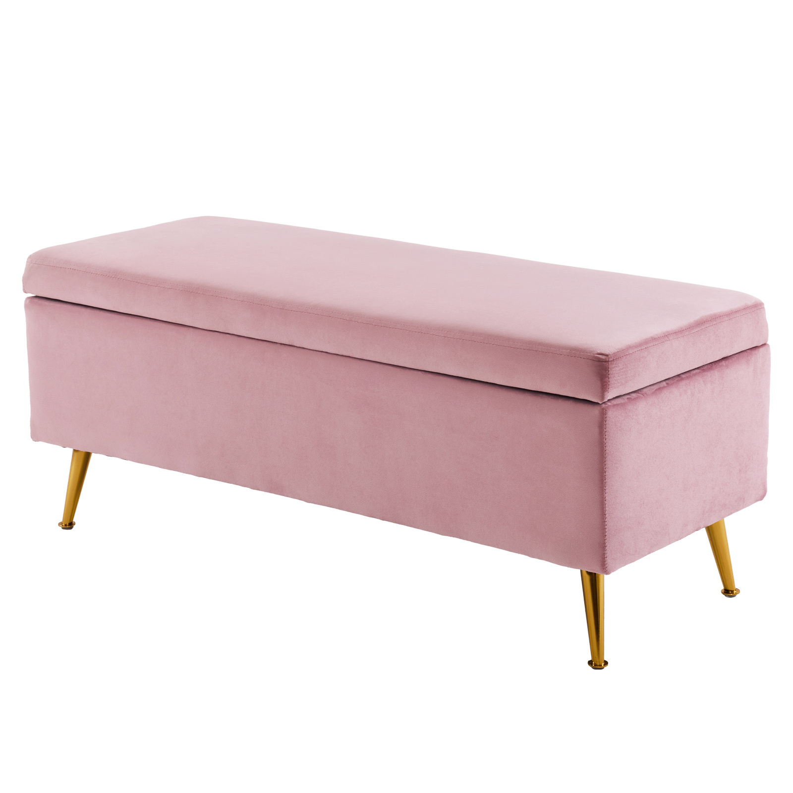 V274-FT-GQ171-PK-161270-00 Storage Ottoman Stool Bench Seat 110cm Velvet PINK - Image 1