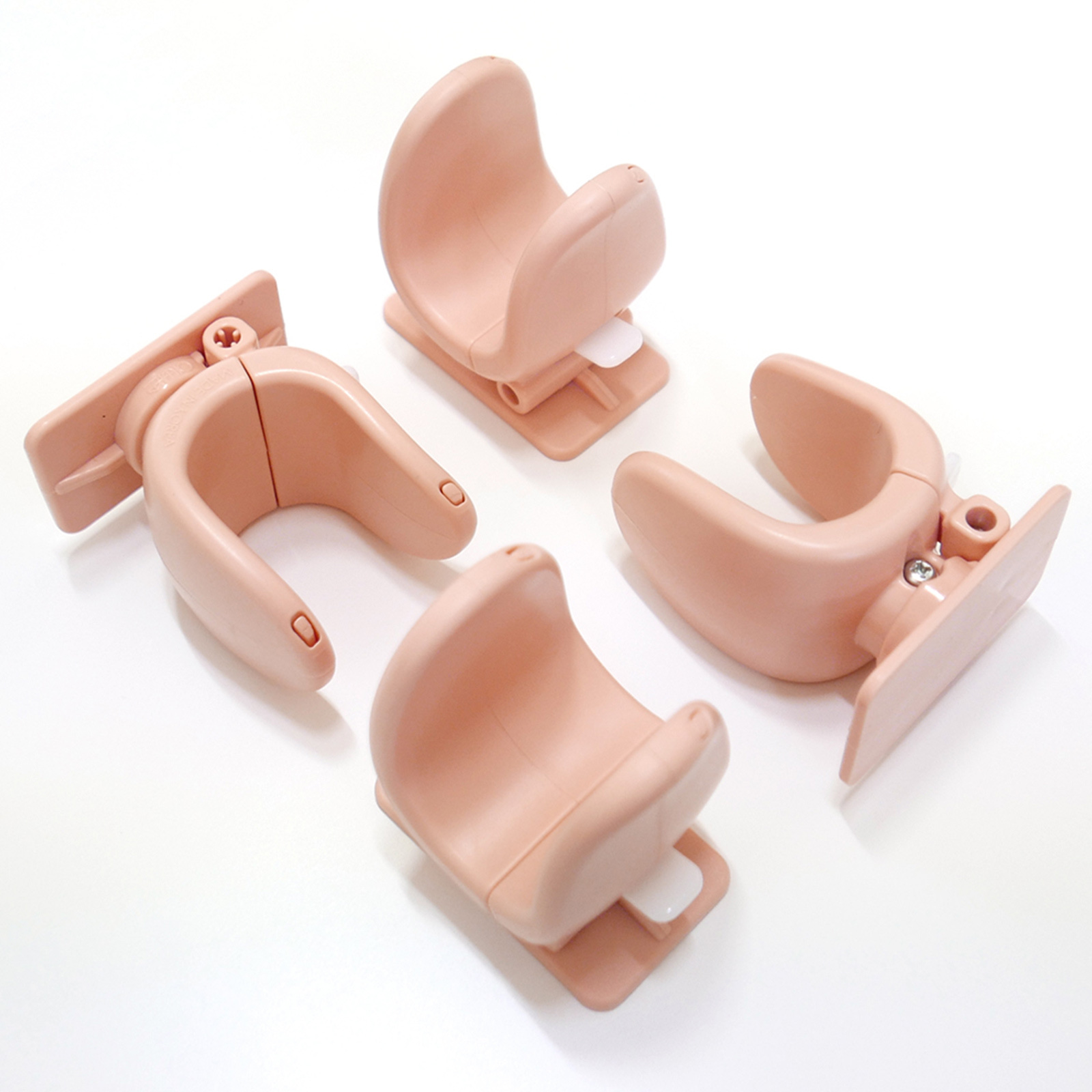 V274-HA-JHK-DRLOCK-4P-HA-JHK-DRLOCK-4P-00 4X Door Lever Lock Pet Child Proof Adhesive Kid Safety Handle Lock APRICOT PINK - Image 1