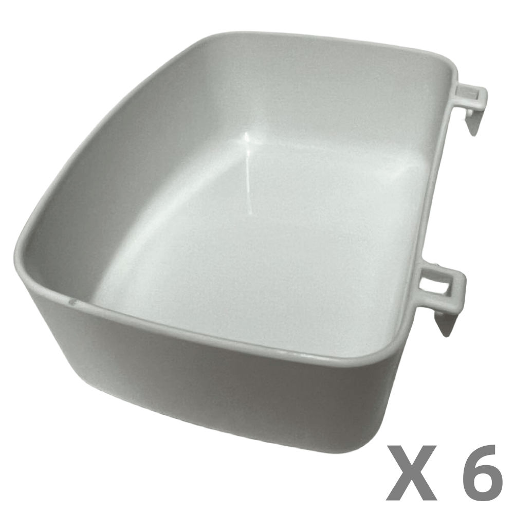 V278-6-X-WHITE-HANGING-BOWL-150106-00 YES4PETS 6 X Pet Parrot Feeder Dog Cat Food Bowl Water Bowls with Hanging Hooks Attached to Cage White - Image 1