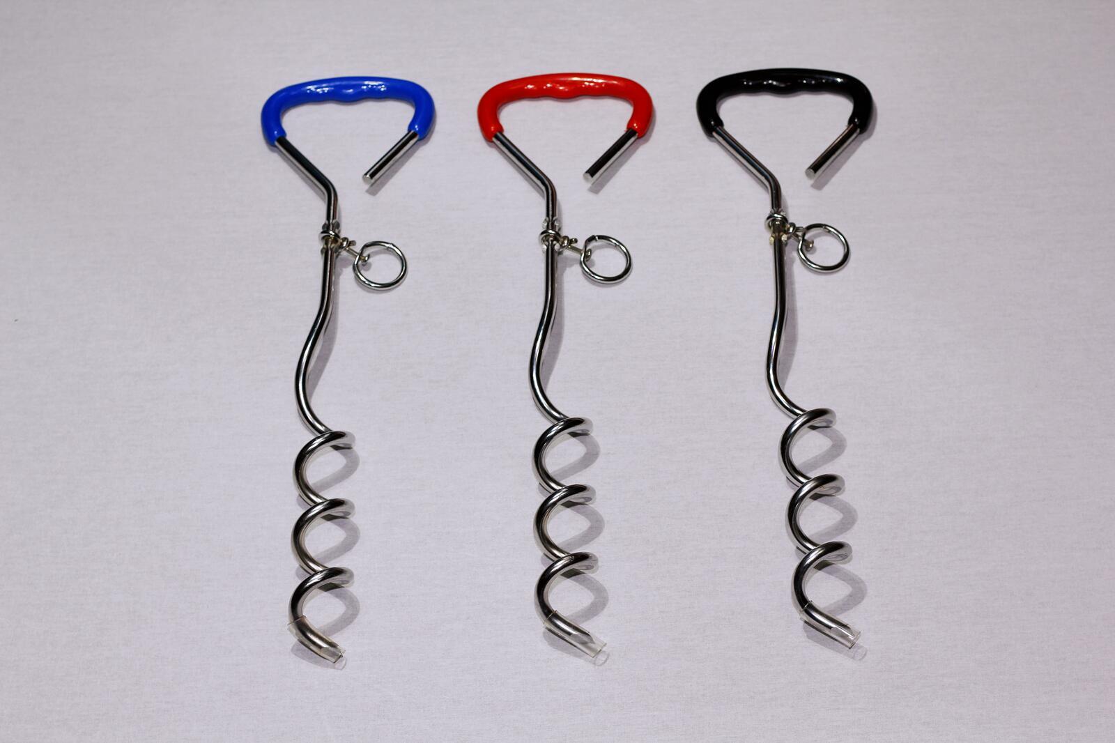 V278-62272-DOG-TIE-OUT-159233-00 YES4PETS Pet Dog Puppy Chrome Plated Corkscrew Spiral Tie Out Stake - Image 1