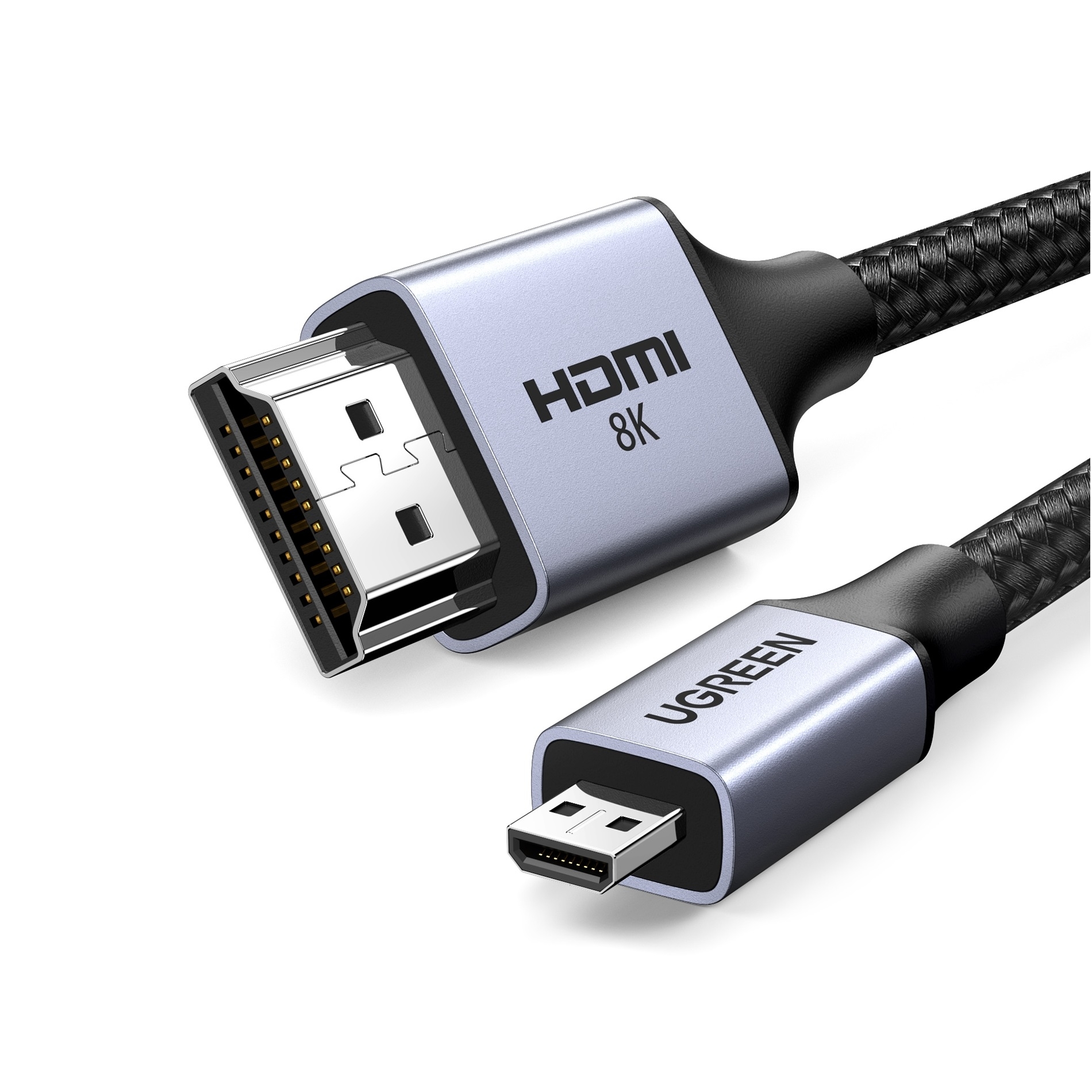 V28-ACBUGN15516-91032-00 UGREEN 15516 8K Micro-HDMI to HDMI Cable 1M - Image 1