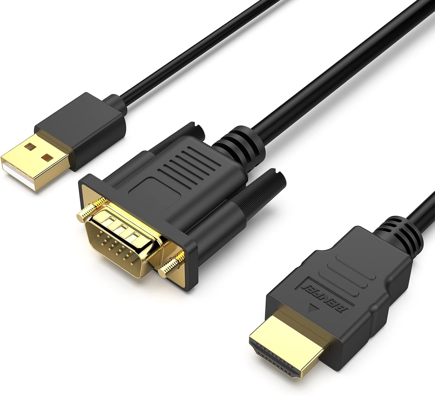 V28-ELEBEN324BK-202504171847-00 BENFEI 324BK VGA to HDMI Cable with Audio, 1080P Uni-Directional 1.8M - Image 1
