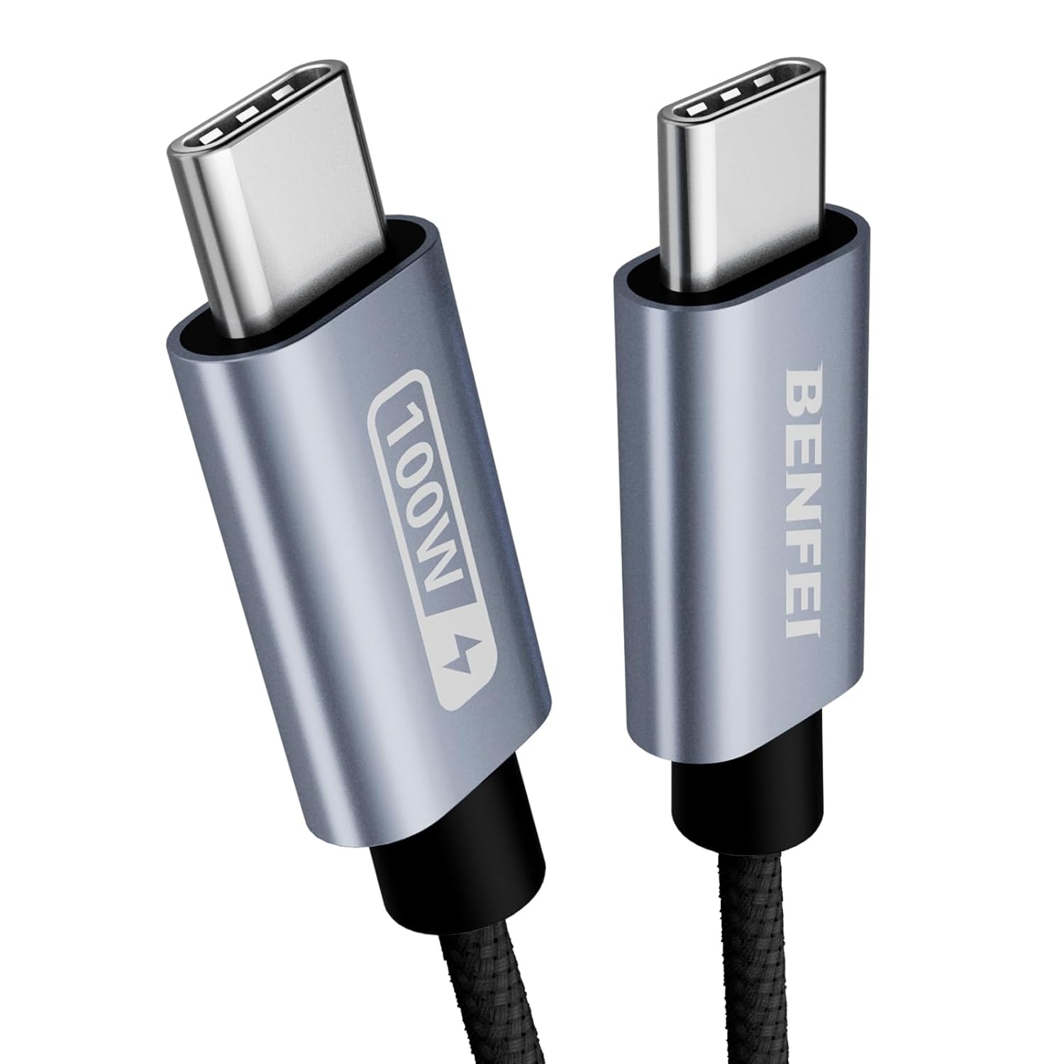 V28-ELEBEN351SL6F-202504171847-00 BENFEI 351SL-6F 100W USB-C to USB-C Fast Charging Cable Aluminum Shell Tangle-Free Silicone - Image 1