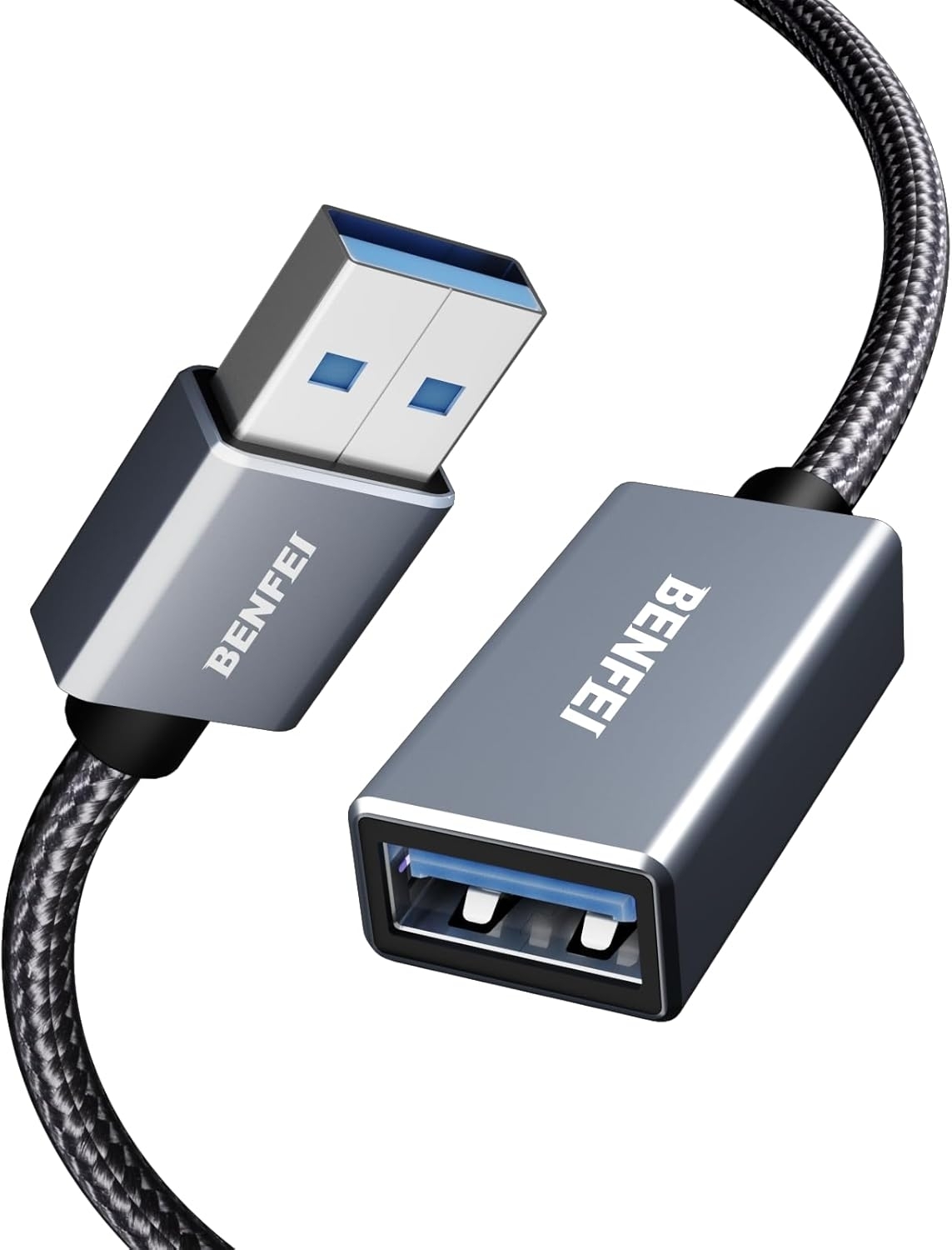 V28-ELEBEN393GY2M-202505281133-00 BENFEI 393GY-2M USB3.0 Male to Female Extension cable Nylon Braided 2M - Image 1