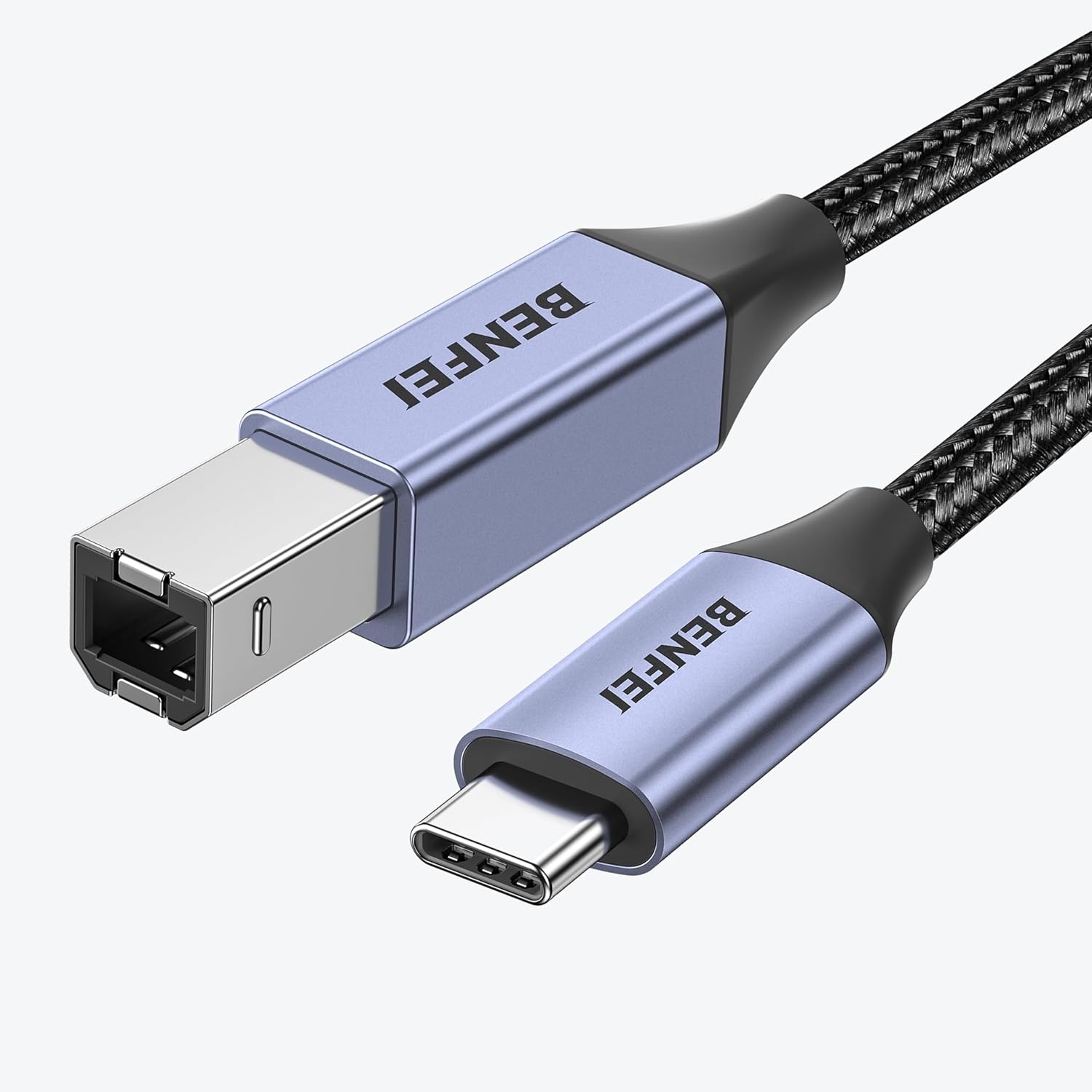 V28-ELEBEN405GY2M-202505281135-00 BENFEI 405GY-2M USB B to USB C Printer Cable, Nylon Braided, Premium Aluminium Alloy Case 2M - Image 1