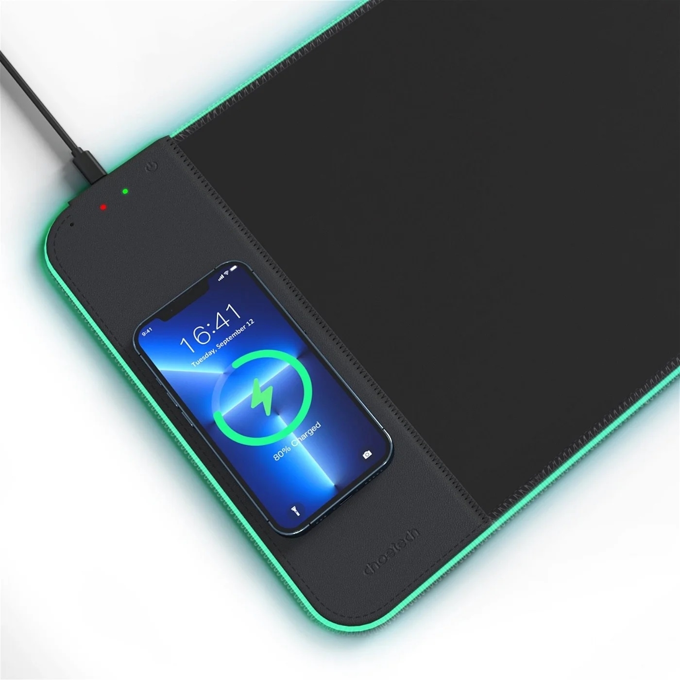 V28-ELECHOT543F-131817-00 CHOETECH T543-F RGB Illuminated 15W Wireless Charging Mouse Pad - Image 1