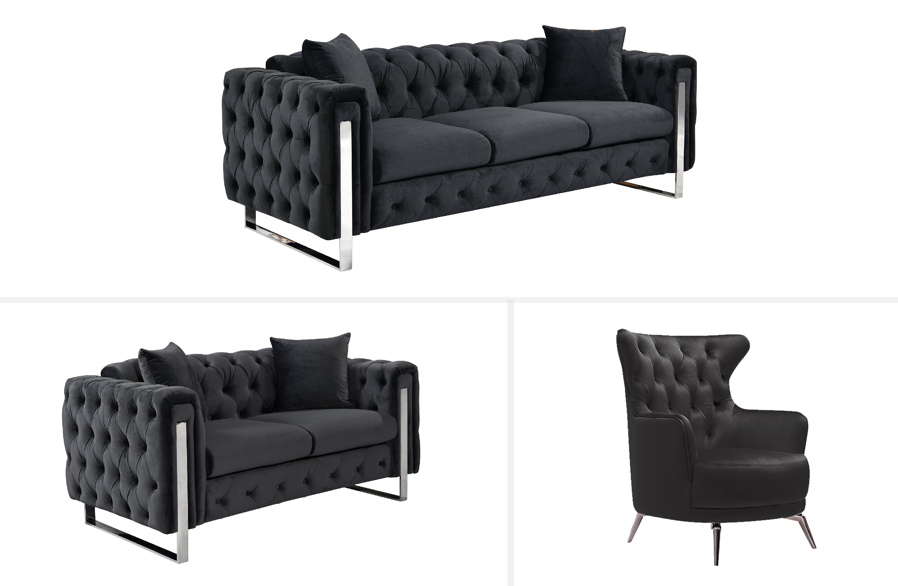 V292-L-MAD-B-3-2-1-S-91507-00 Madeline Range - Black Velvet - Silver Trims - Image 1