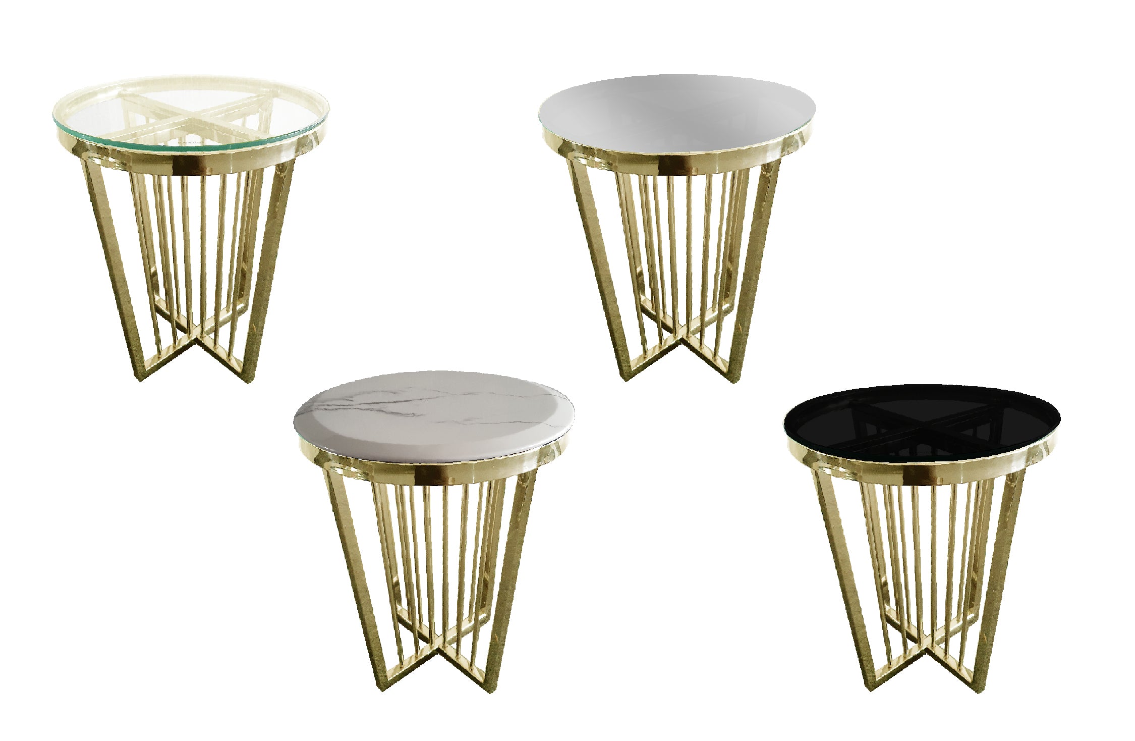 V292-ST-SER-45-GOLDBASE-MIRRORGLASS-156293-00 Salina Side Table 45cm Gold Base - Mirror Glass - Image 1