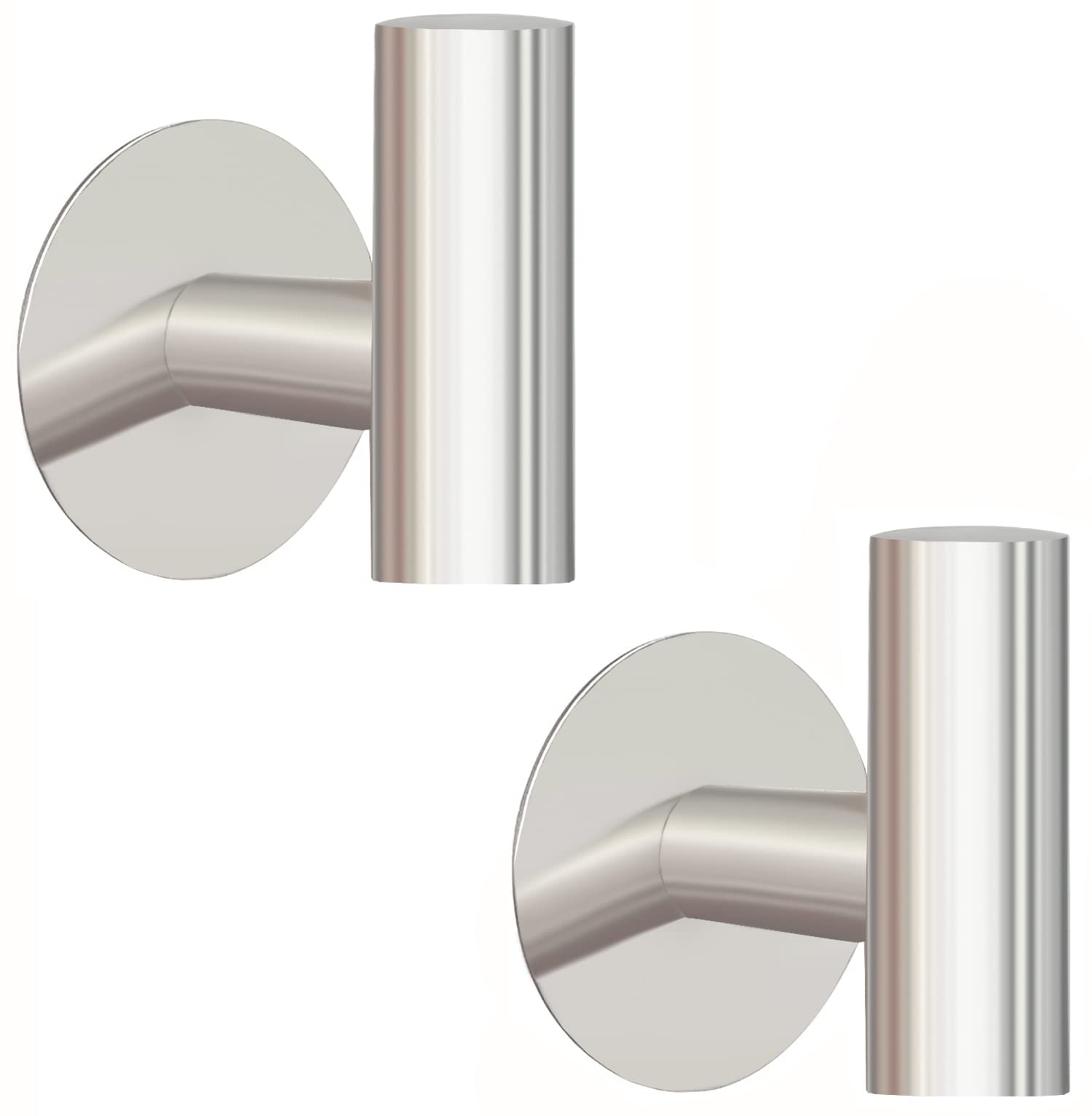 V324-2XJWTCLOHOOK-MDBS-150874-00 2 Pcs Wall Mount Self Adhesive Bathroom Towel Hooks Holder Cloth Hanger Hook Door Hanger Brushed Nickel - Image 1