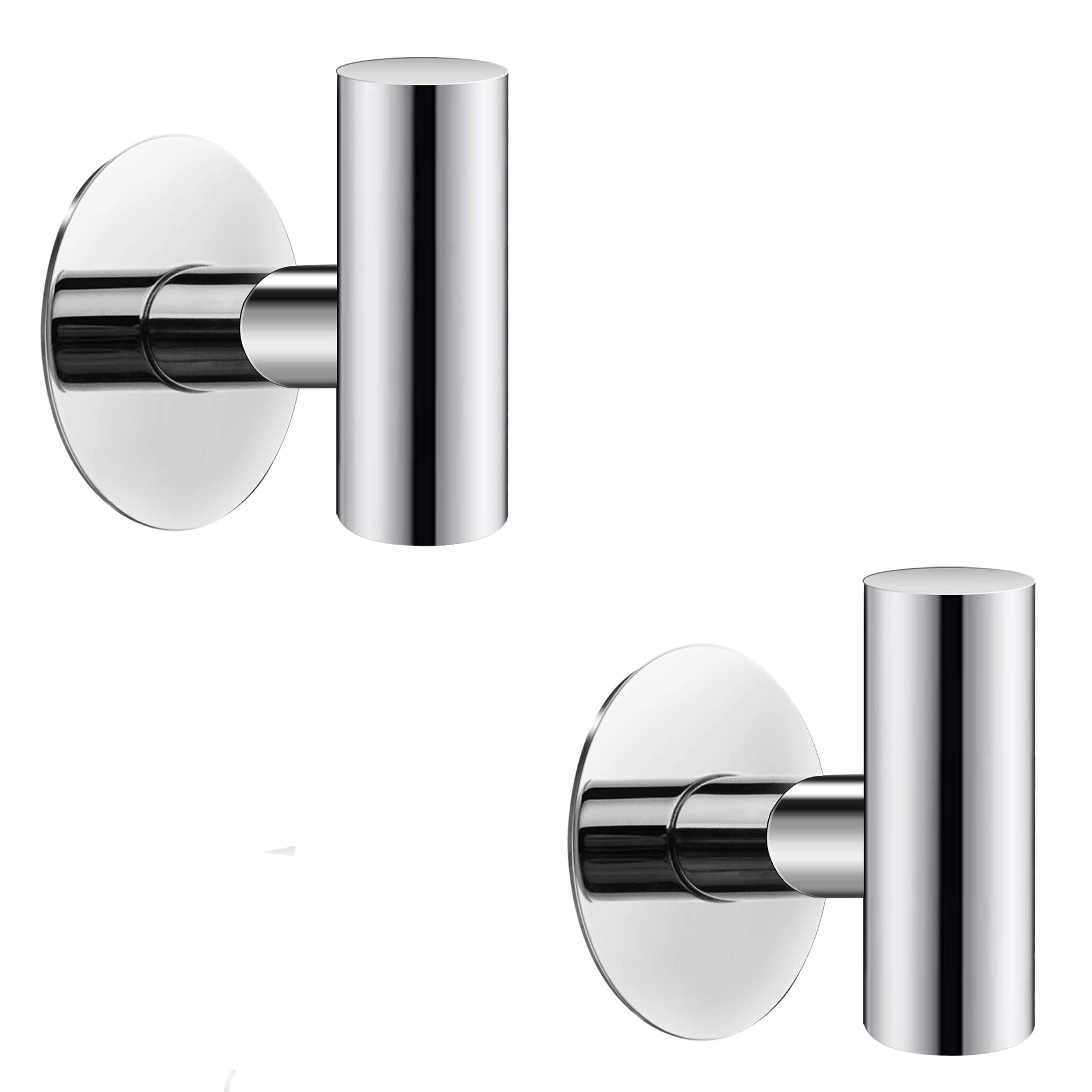 V324-2XJWTCLOHOOK-MDSI-150872-00 2 Pcs Wall Mount Self Adhesive Bathroom Towel Hooks Holder Cloth Hanger Hook Door Hanger Poliched Chrome - Image 1