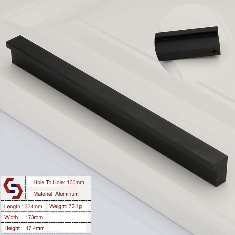 V324-BL-6807-BK-160-LSD-Cabinet-handle-6807-BK-160MM-00 Zinc Kitchen Cabinet Handles Drawer Bar Handle Pull 160mm - Image 1