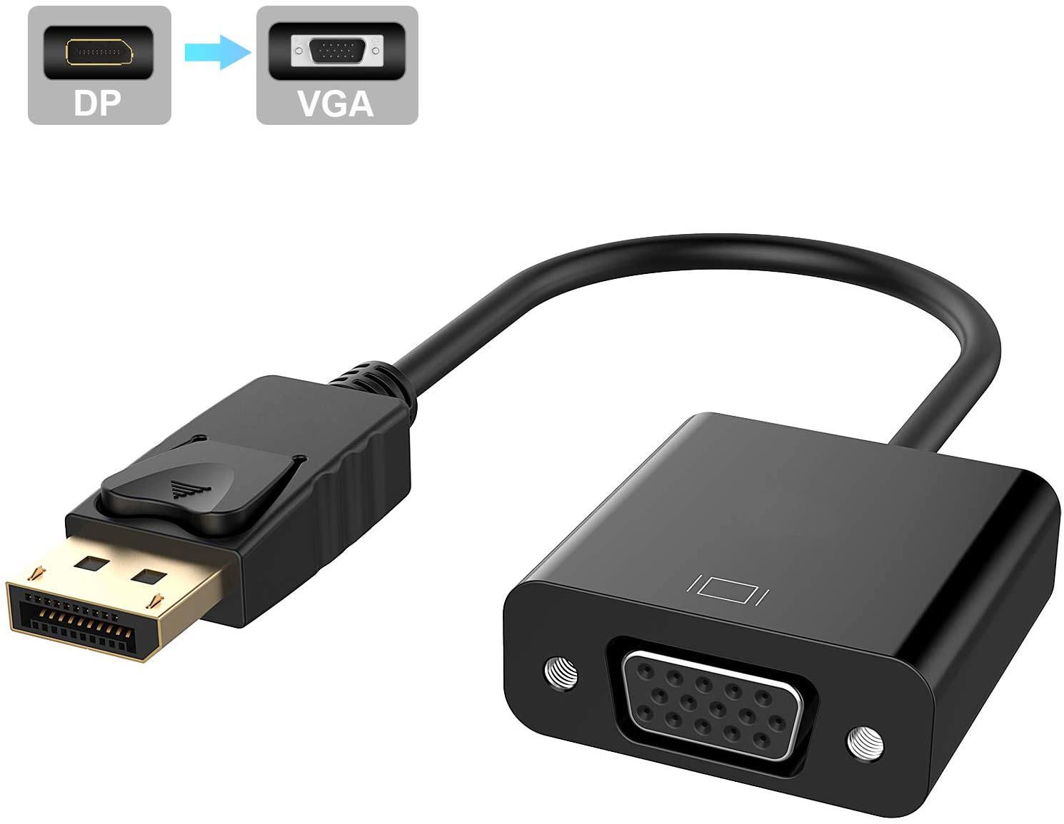 V324-DPVGA-DISPLAY-PORT-VGA-ADAPTER-1-00 DisplayPort Male to VGA Female Gold-Plated DP Display Port to VGA Adapter - Image 1
