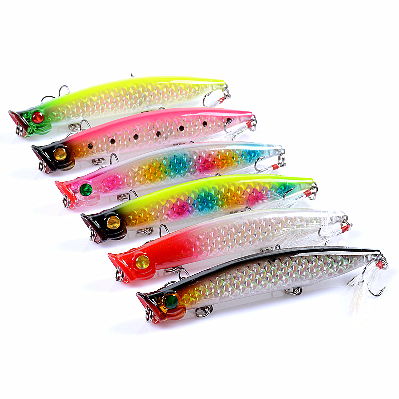 V324-P0053-P0053-1-00 6x Popper Poppers 11.7cm Fishing Lure Lures Surface Tackle Fresh Saltwater - Image 1
