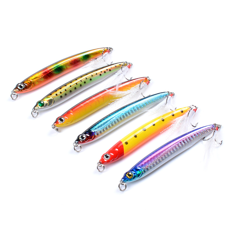 V324-PL025-PL025-1-00 6x Popper Minnow 10cm Fishing Lure Lures Surface Tackle Fresh Saltwater - Image 1