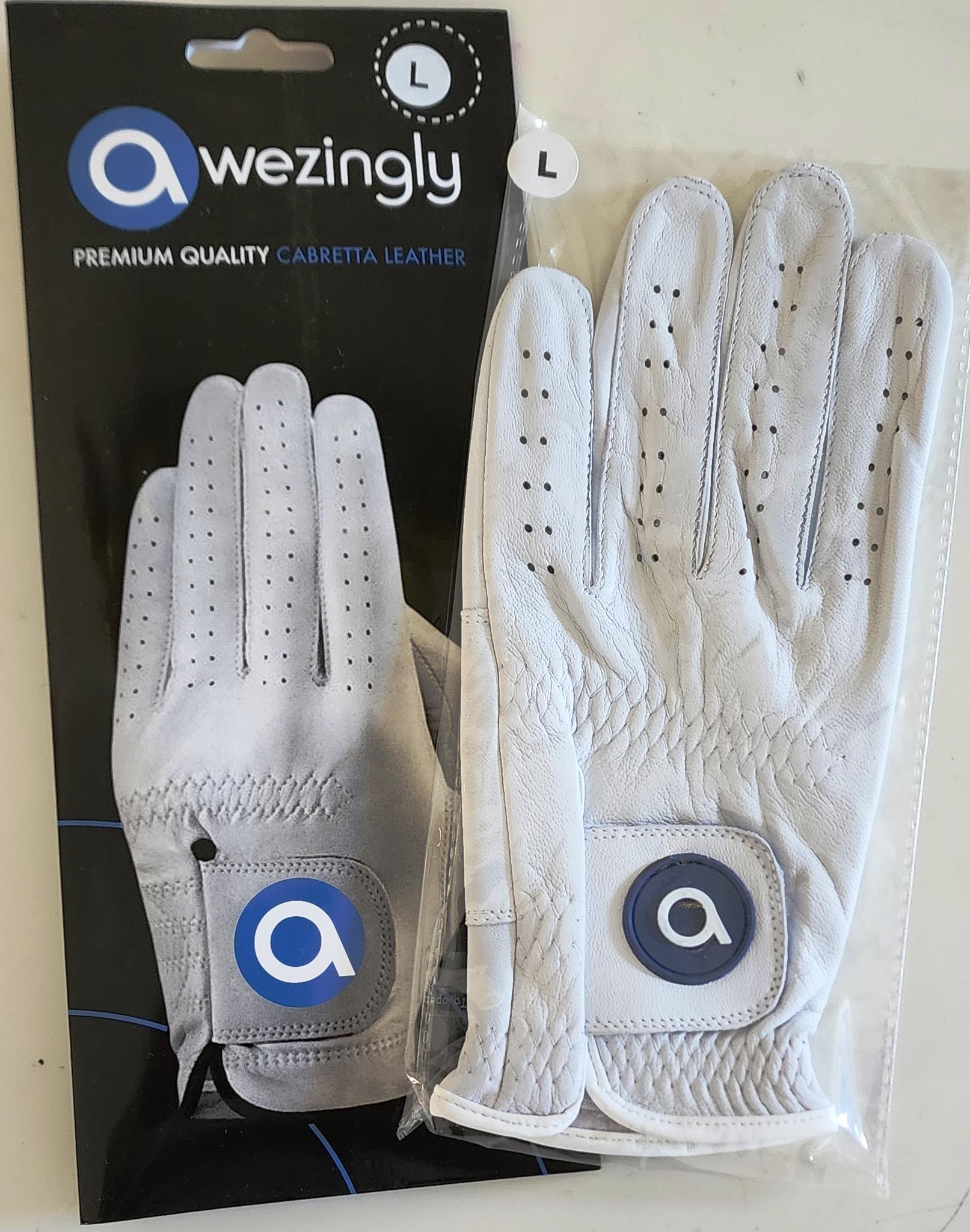 V363-AWZ-GWH-01-S-202505211103-00 Awezingly Premium Quality Cabretta Leather Golf Glove for Men - White (S) - Image 1