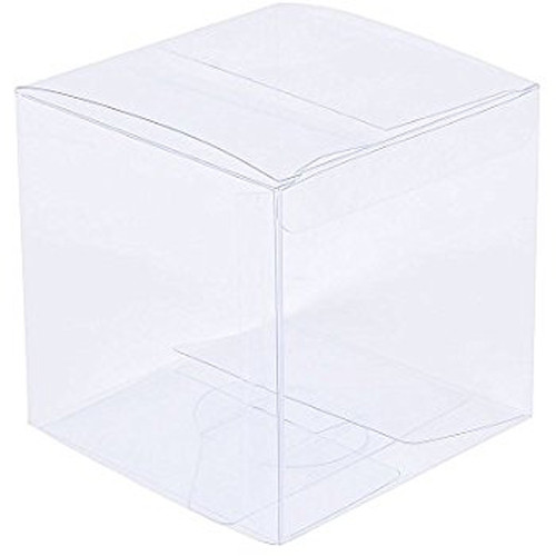 V382-50PVC15X15X15-144321-00 50 Piece Pack -PVC Clear See Through Plastic 15cm Square Cube Box - Large Bomboniere Product Exhibition Gift - Image 1
