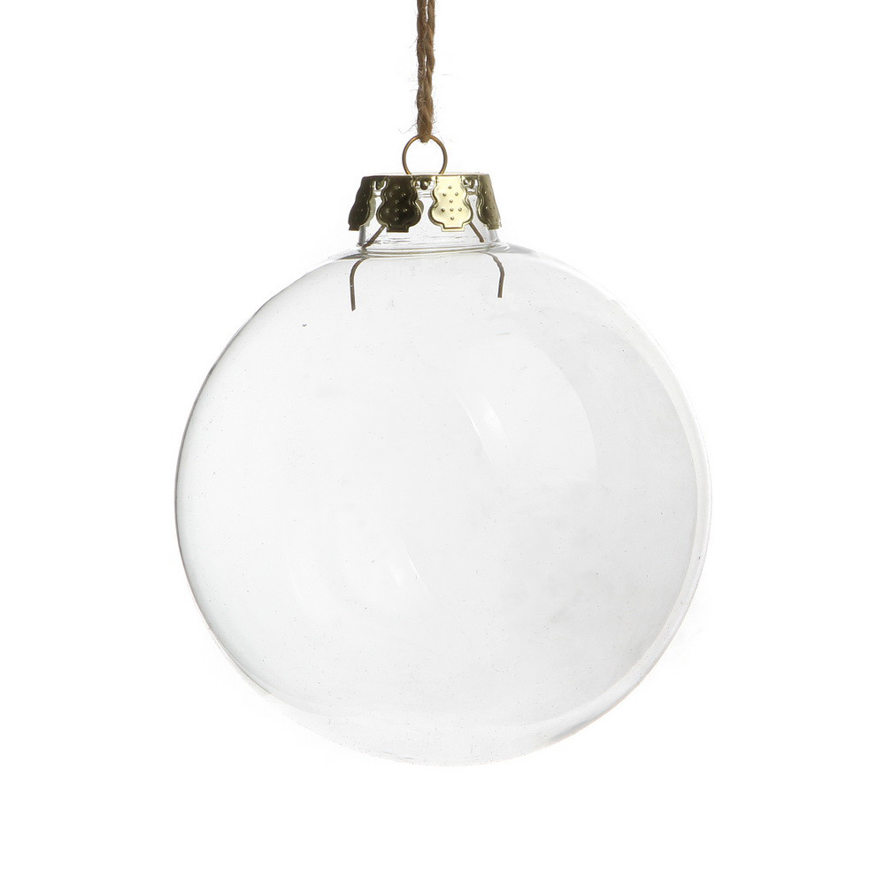 V382-BAUBLE6CMX50-144464-00 50 Wholesale Pack of Glass Bauble 6cm Diameter Round Clear with Silver Cap - table or tree centrepice personal memory theme craft gift - Image 1